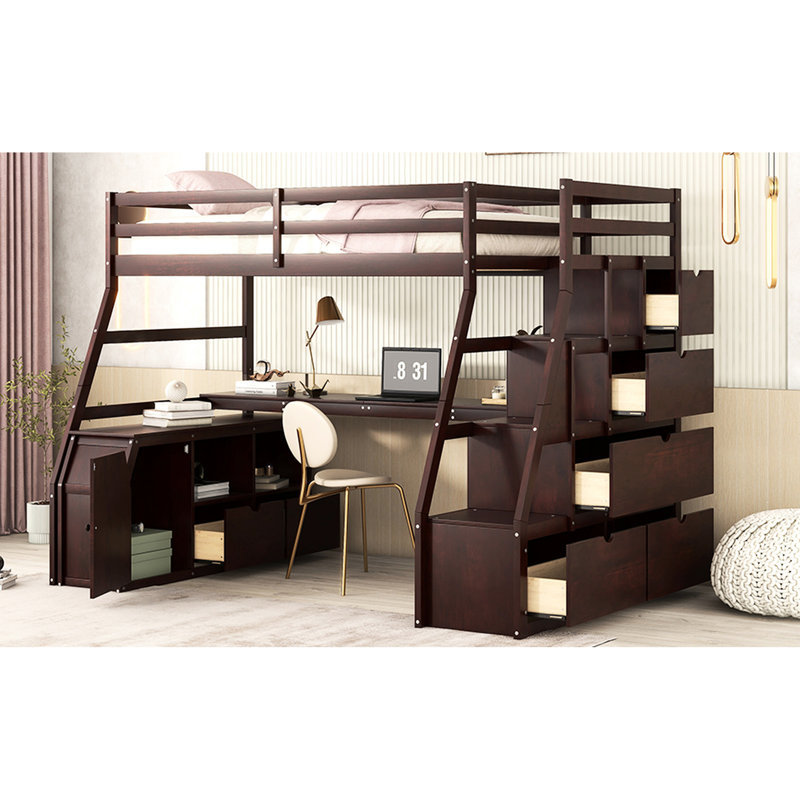 Lit mezzanine simple en couleur. 2 tablettes robustes. Conception inspirée de la maisonnette. Pas de matelas avec tiroirs de rangement. Structure en pin. Thème. Pour 6 personnes et plus. Non inclus