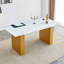 Grande table rectangulaire moderne avec un plateau à motif de 0,4 po et de grands pieds en panneau de fibres à densité moyenne