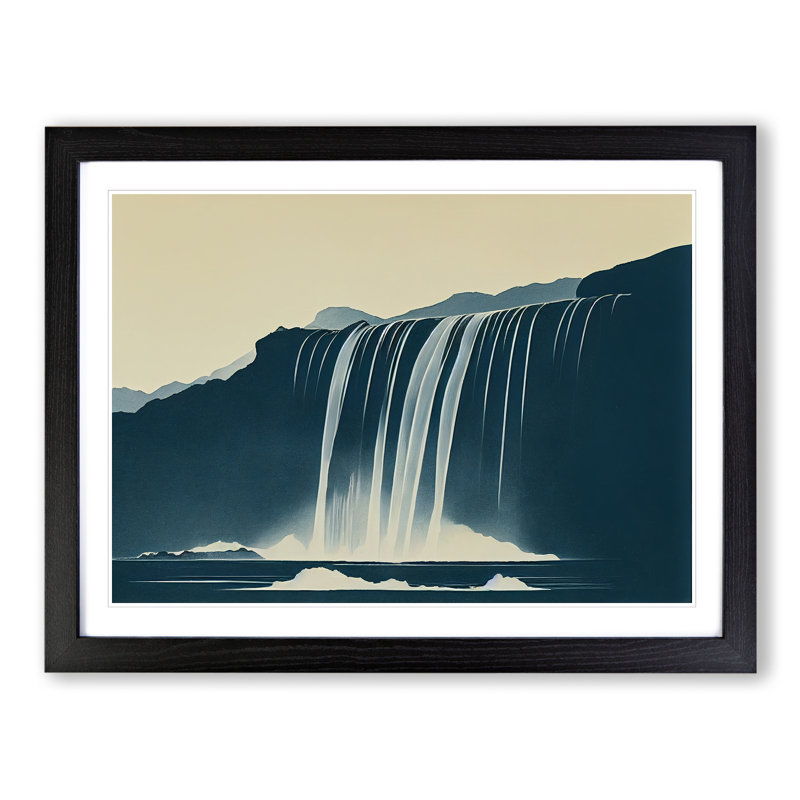 Flawless Waterfall - Single Picture Frame Print, Black, 34cm H x 46cm W x 2cm D