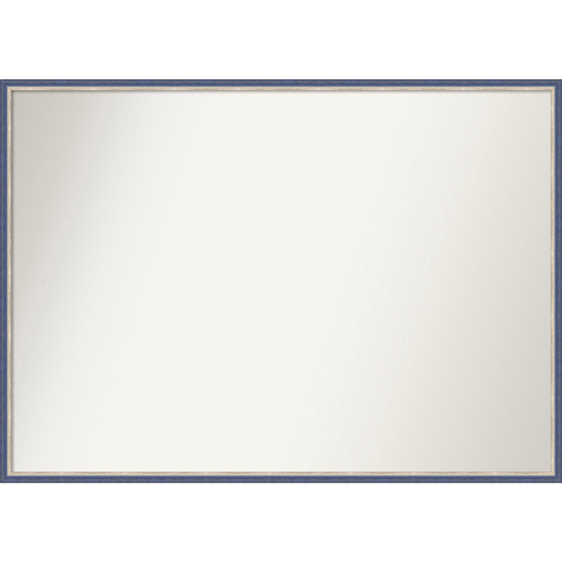 Earsie Solid Wood Wall Mirror, 28.25" x 39.25", Blue, Rectangle