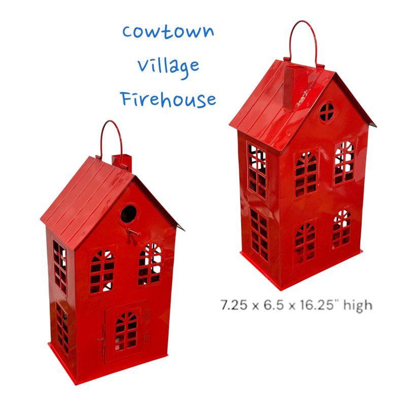 Large Firehouse Bird House Red