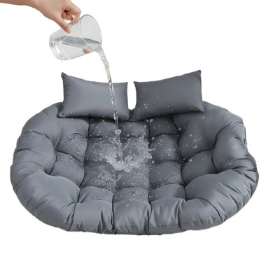 Coussin de siège double 59 po x 39 po, coussin de siège imperméable 6,3 po avec coussins pour patio et jardin
