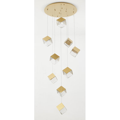 Modern 9-Light Cube Glass Chandelier 