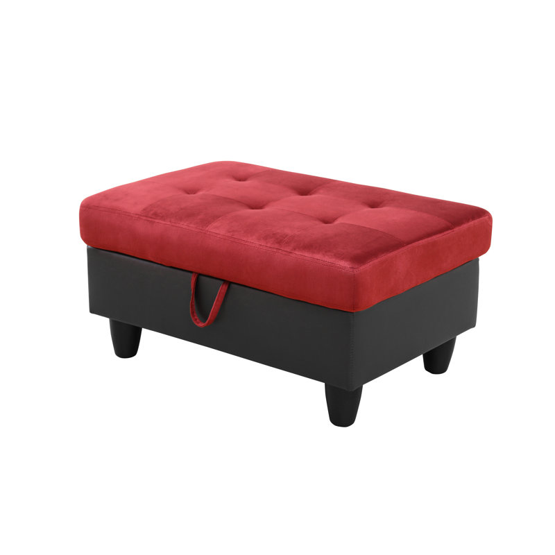 Canapé modulaire 3 pièces en flanelle rouge et PVC Beeson, faisant face à la gauche, Face à la gauche