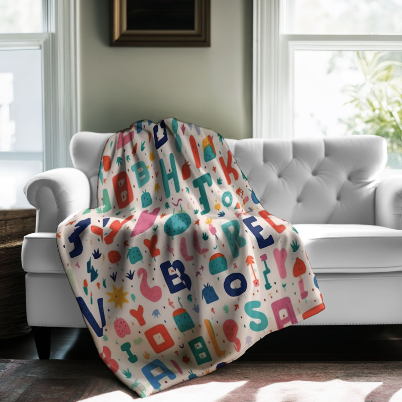 Lettered Numbers - 1 Piece Premium Sherpa Blanket, Queen