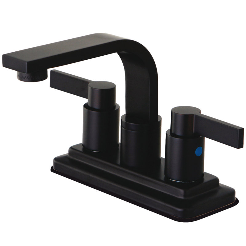 Robinet de salle de bain central à fixation sur comptoir à 2 trous à 2 poignées et 2 boutons Kingston, Bronze huilé