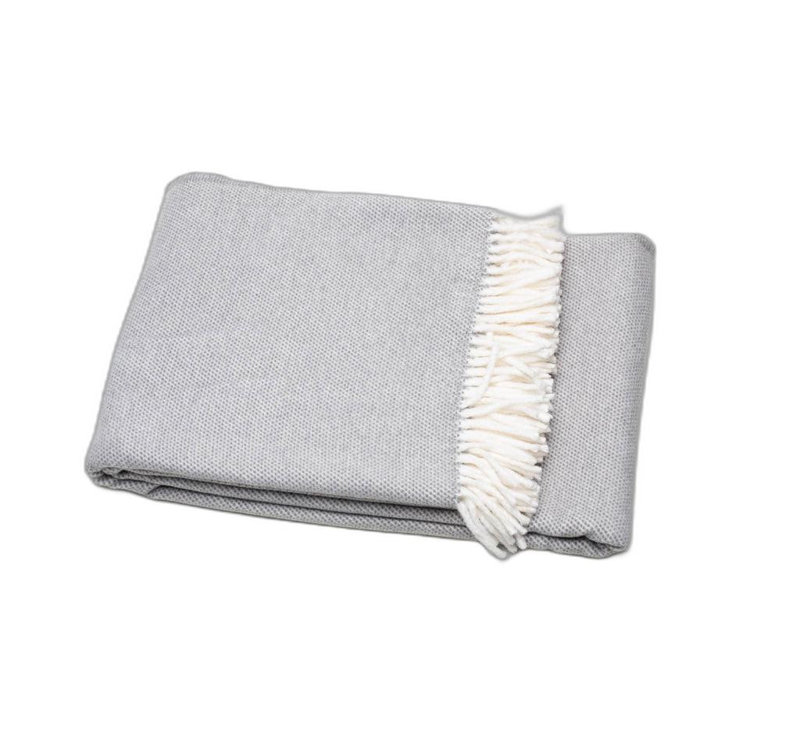 Jeté à franges gris clair Mini Dot