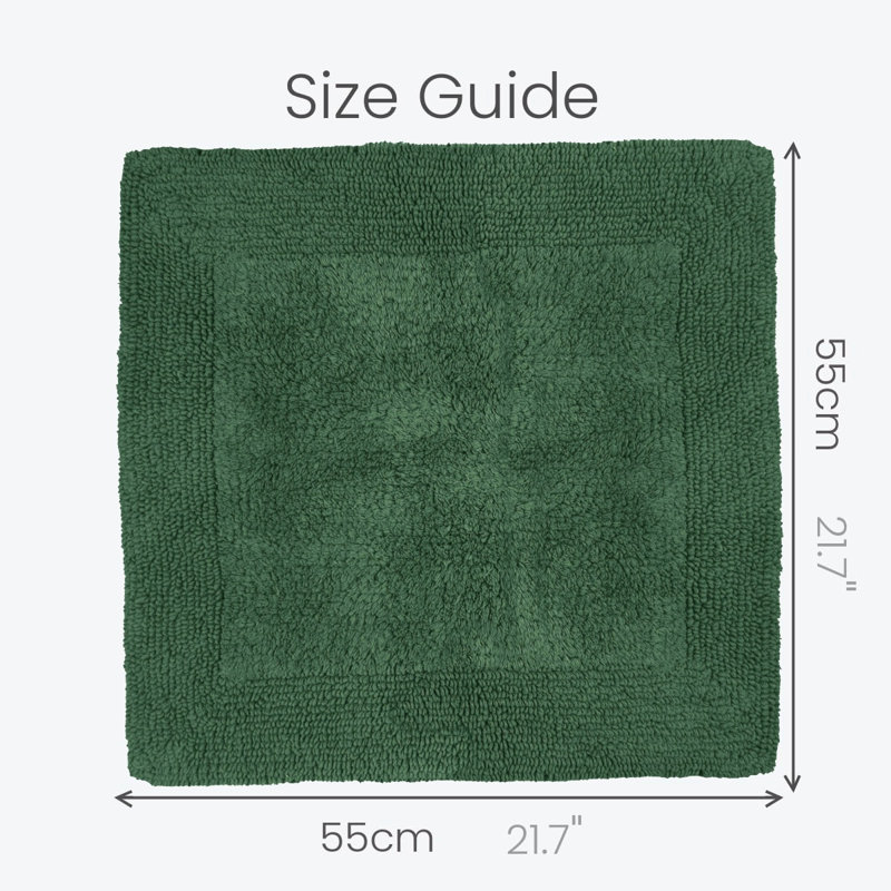 Nagelly Reversible Square Bath Mat, Dark Green