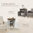 Alber Faux Leather Diamond Tufted Platform Bed with Headboard & 2 Rustic Farmhouse Nightstands Set, Barn Door End Tables with Storage Shelf-1409822700-1409822699