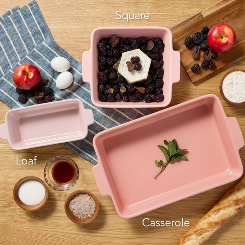 3PC Casserole Cookware Set, Pink Champagne