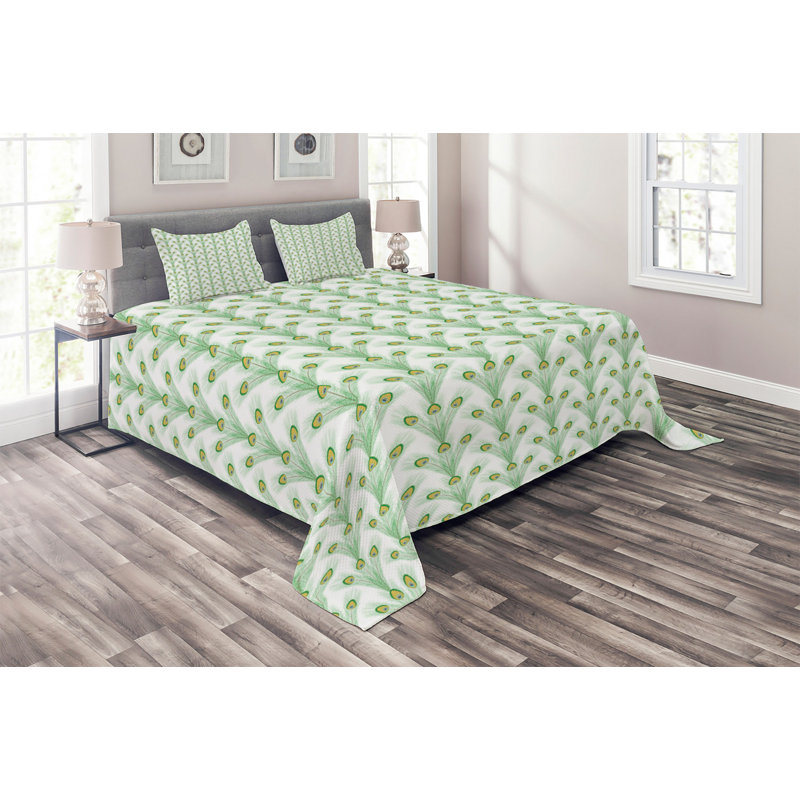 King White and Yellow Floral Polyester Bedspread Set