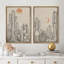Désert, cactus de la faune avec soleil et lune, art moderne, décor Boho, calme, salon zen-99016322-99016323