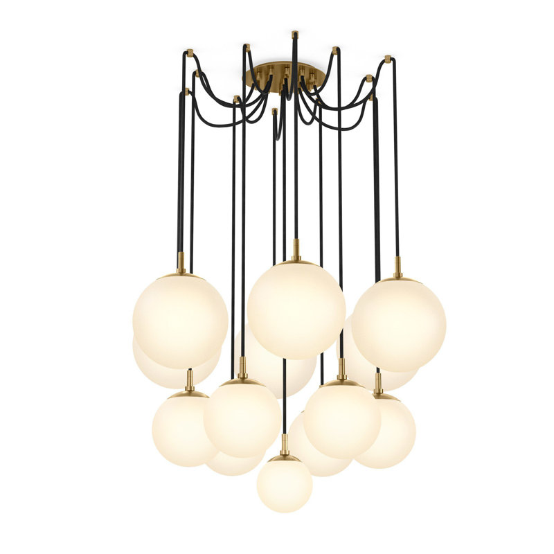 Spider Small Chandelier-Black Gunmetal, Burnished Brass