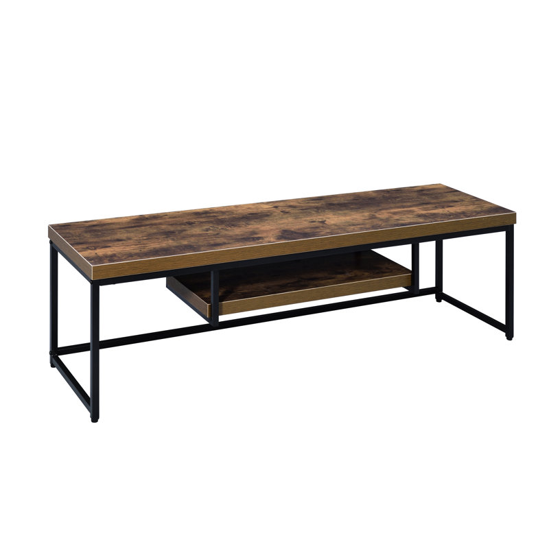 60-Inch Tv Compatible Industrial Stand In Weathered Oak And Black Spacious With & Black, Fits Tvs