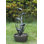Fontaine d'extérieur en métal inoxydable à niveaux à motif de feuilles