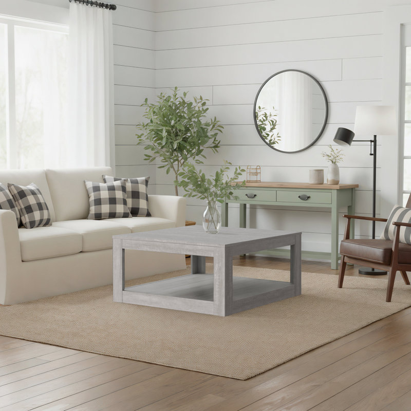 Allysyn Contemporary 31.5" Square Coffee Table, Gray