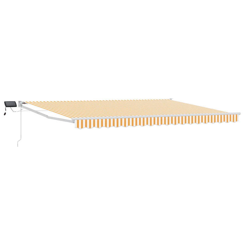 VidaXL Polyester Cover Retractable Patio Awning, 450cm W x 300cm D, Striped, Orange/White