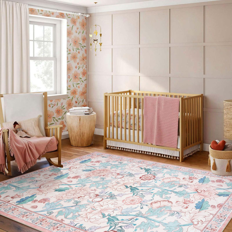 Tapis antidérapant à motif floral Kaldi, Rectangle 5 pi x 7 pi