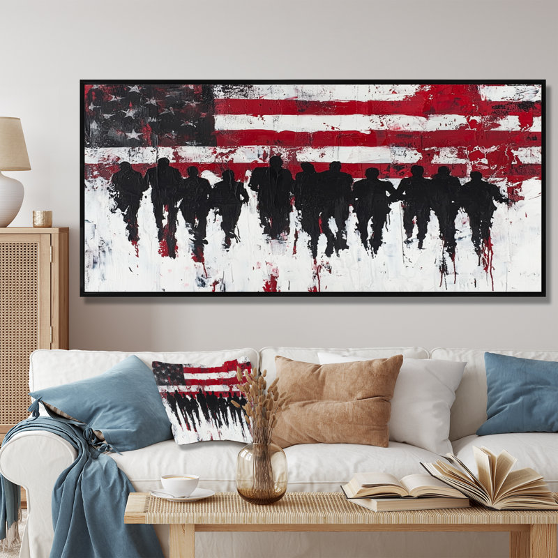 Décoration murale Laerica - Patriotist USA, H 28 po x l 60 po, Floater Framed, Noir