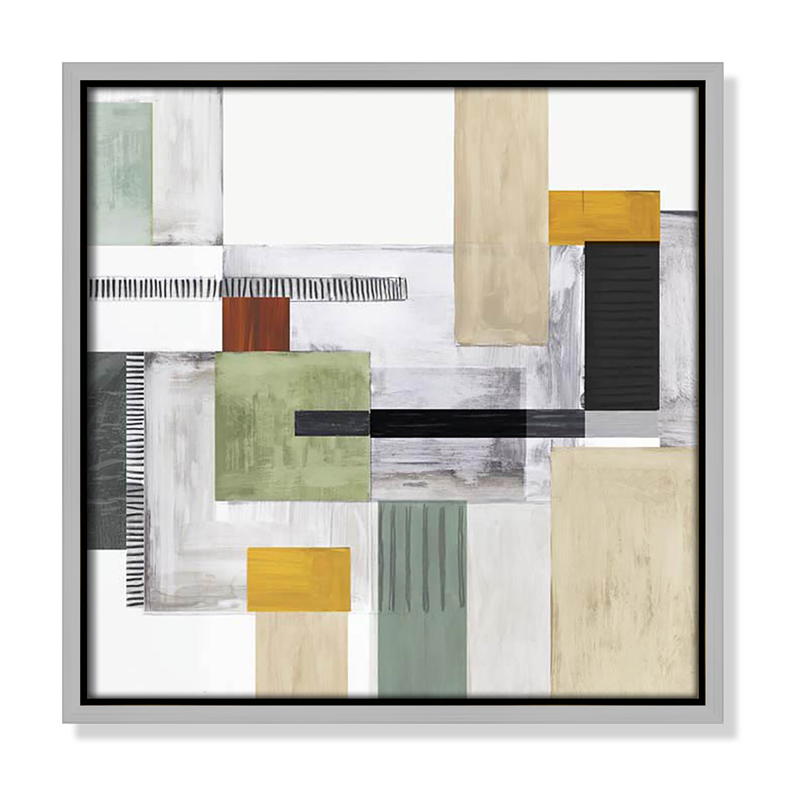 Playful Blocks Print, 13.5" H x 13.5" W x 2" D, Silver Floater Framed