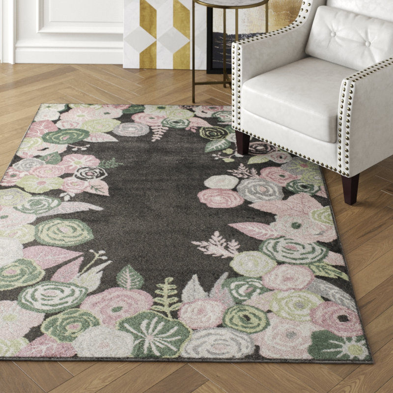 Valentina Floral Royal Blossom Pink Onyx Area Rug, Rectangle 5' x 7'