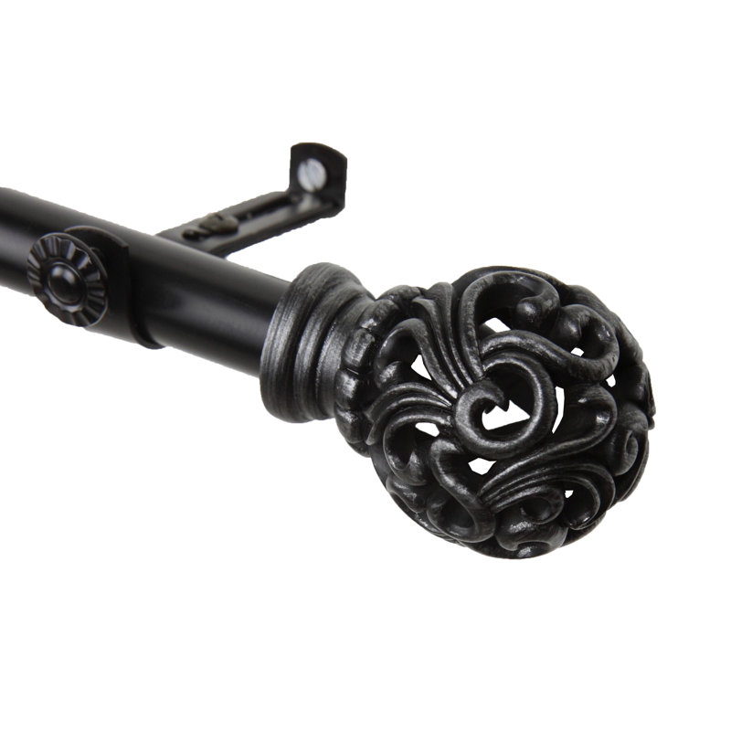 Tringle à rideaux simple Rioux, 28 po-48 po, Noir