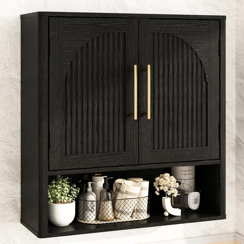 Armoire murale de salle de bain Mid-Century, Rustique / Noir