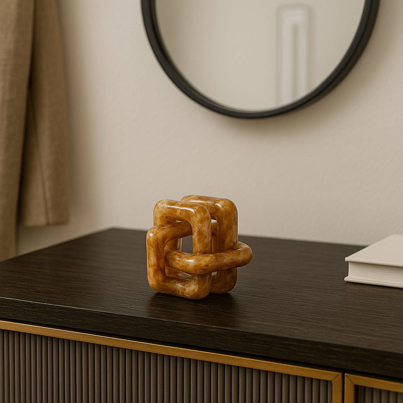 Modern Resin Decorative Object Knot Sleek and Stylish Accent Piece for Contemporary Spaces, Tan