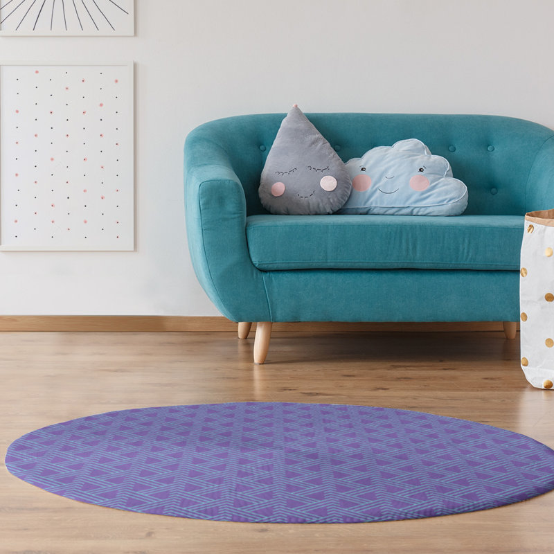 Chenille Geometric Indoor Rug, Round 5'