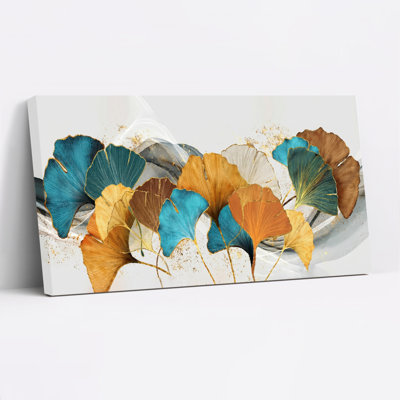 Ginkgo Leaves Canvas Wall Art Oil Painting Print Set Of 1