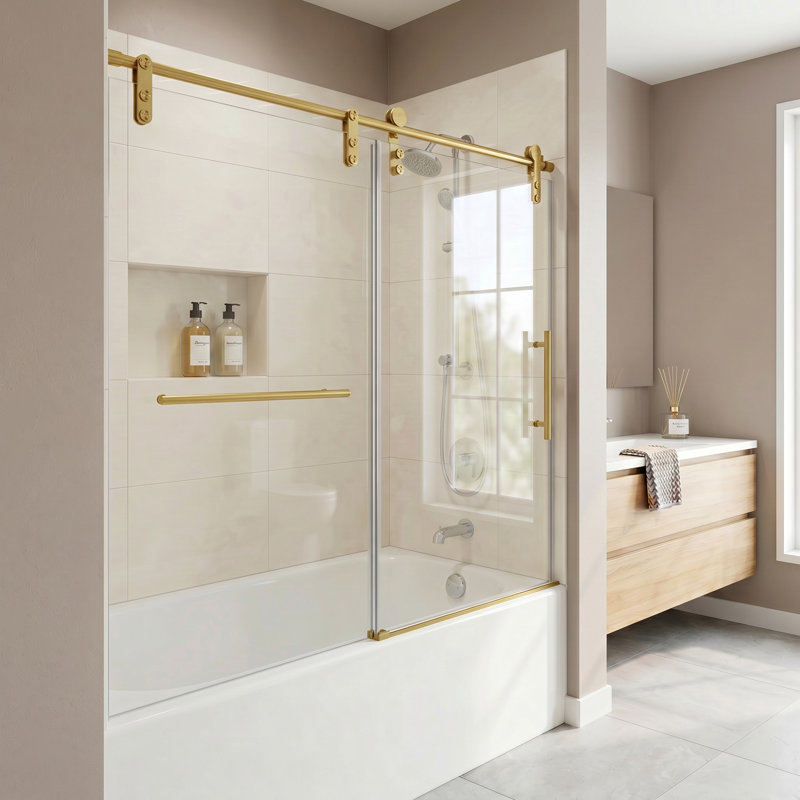 56 à 60 po X P 66 po Porte de douche coulissante simple H sans cadre
