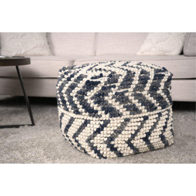 Pouf en laine et coton - Bleu naturel 16 x 16 x 16, capacité de 200 lb, entièrement assemblé, nettoyage des taches seulement, cube inclus et 16 x 16 x 16, perles à l'intérieur