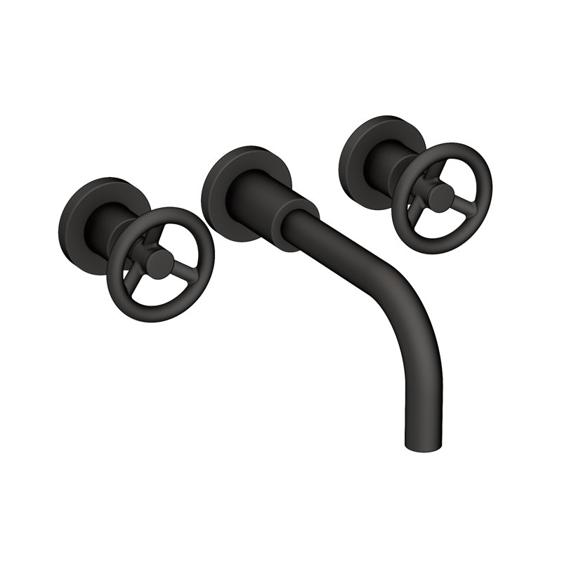 Slater Wall Mount Bathroom Faucet, Flat Black