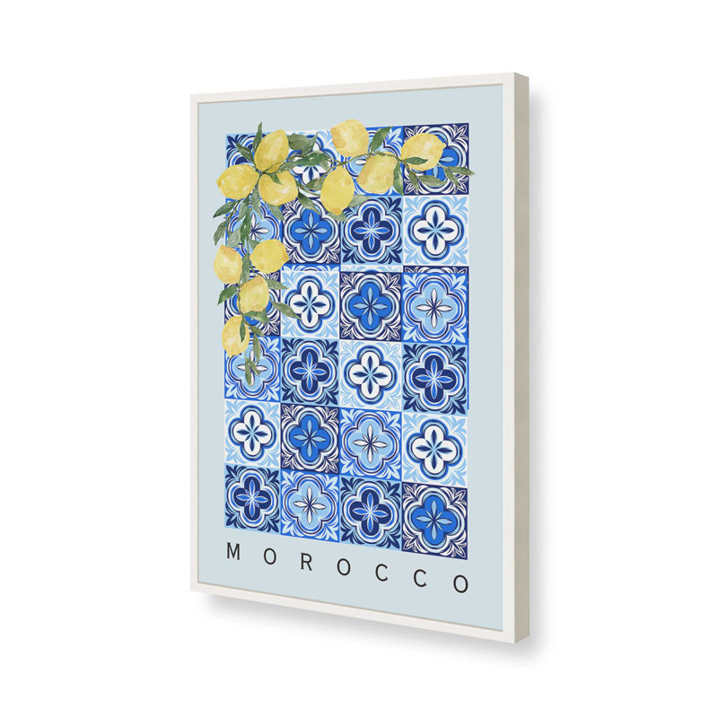 Impression sur carrelage marocain et citron, Blanc opaque, H 21 po x l 17 po
