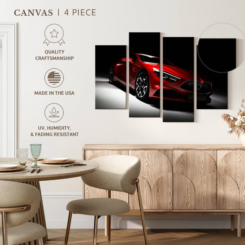 Voiture rouge moderne Mehar, H 22 po x l 36 po