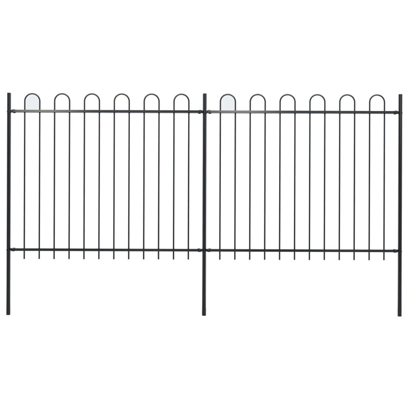 Verla Black Metal Fence Panels Included, 150cm H x 340cm W x 0.5cm D