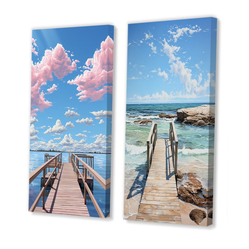 «Pier And Dock Coastal», 2 pièces, Toile tendue, H 20 po x l 24 po