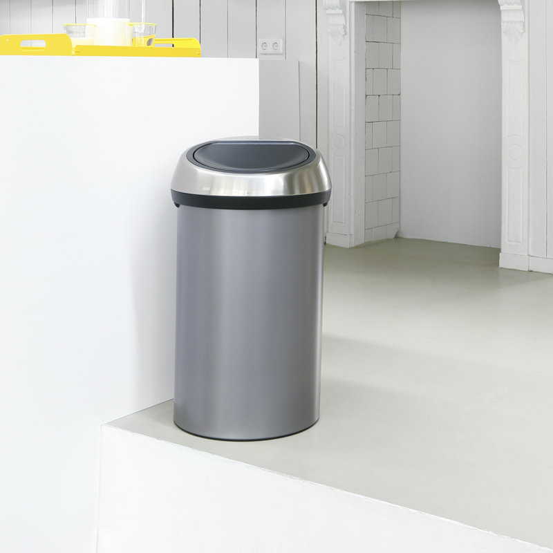 Brabantia 60 Litre Touch Bin, Platinum / Matt Steel