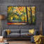 Impression de toile de paysage orange sur fond de feuilles de forêt d'automne orange pour le décor de chambre à coucher M07-104074775-104074779