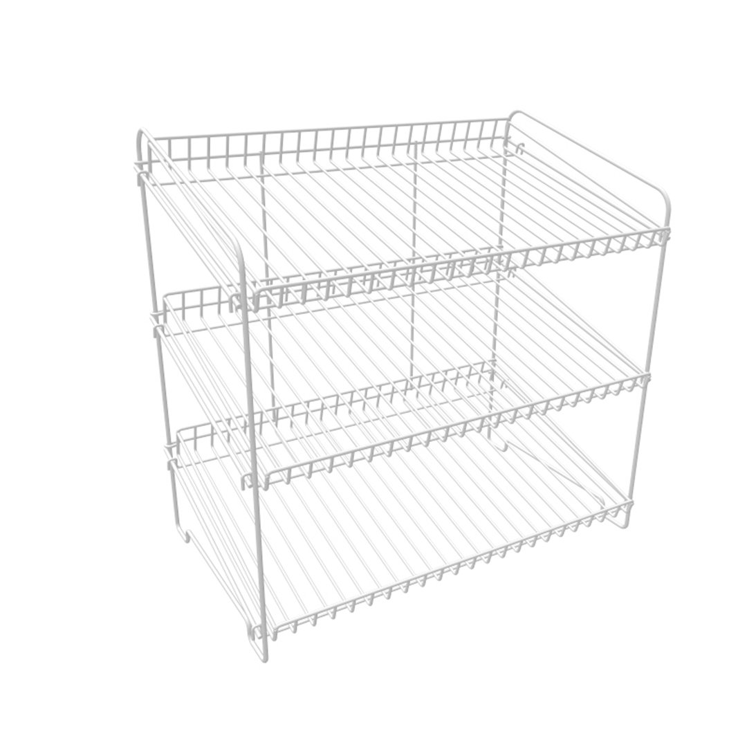 24" W X 14.9" D X 23.2" H 3-Open-Shelf Wire Rack for Countertop Chips Snack Book Display Organizer FixtureDisplays 