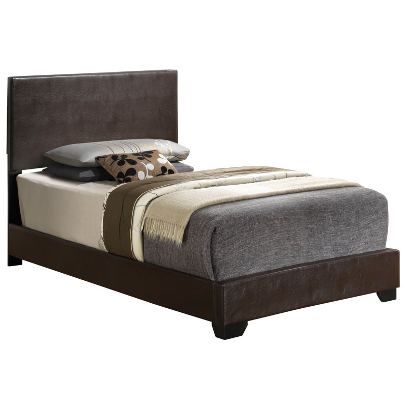 Upholstered Low Profile Standard Bed, Queen, Cappuccino
