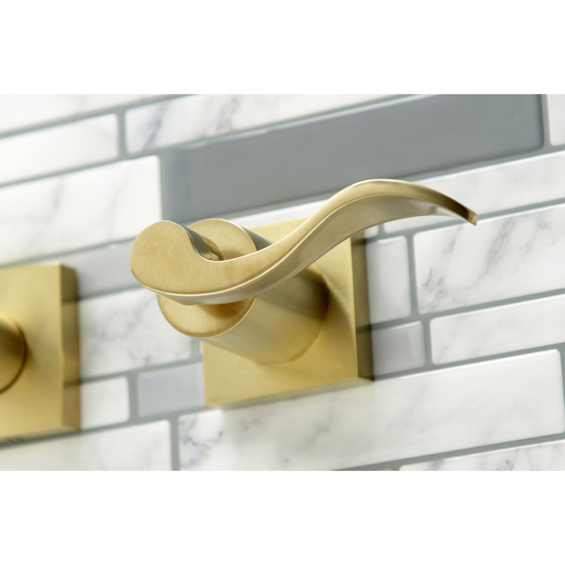 Kingston Brass NuWave Two-Handle 3-Hole Wall Mount Roman Tub Faucet, Brushed Brass