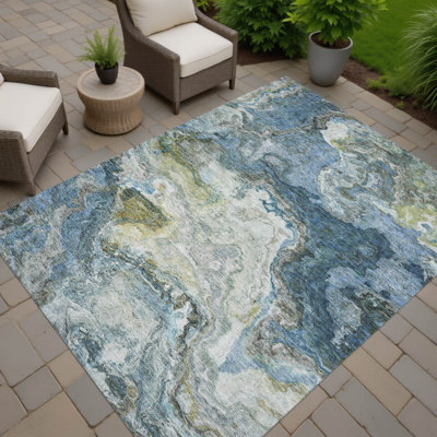 Machine Washable Indoor/Outdoor Chantille ACN2797 Abstract Rug