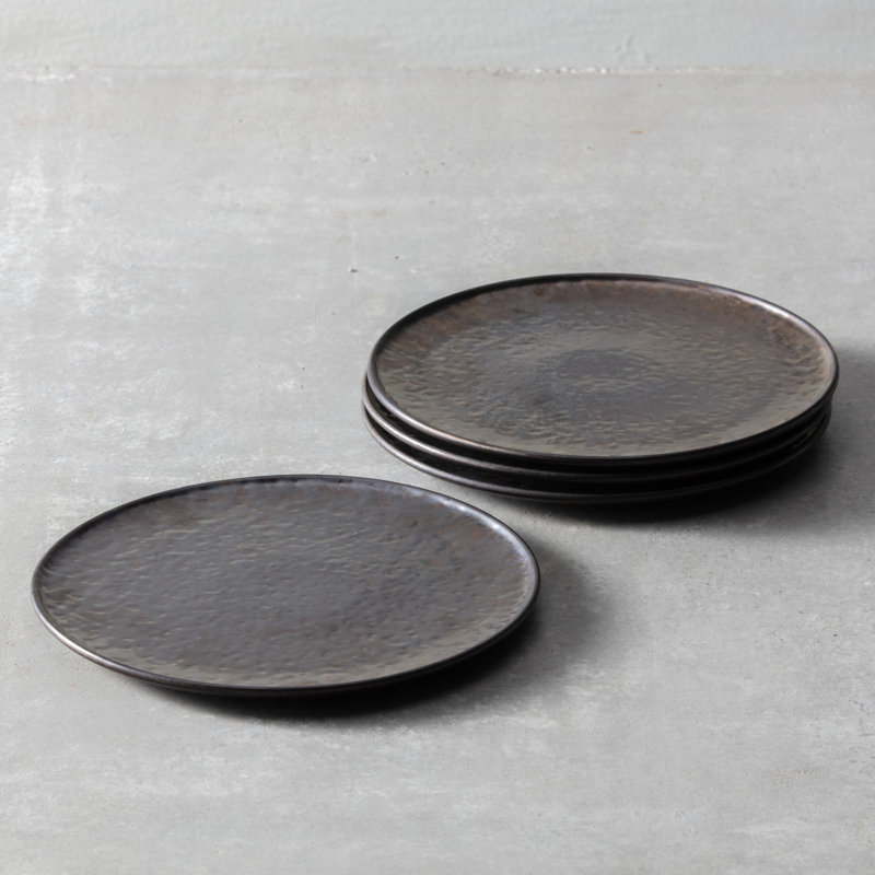 Fortessa Nivo Stoneware, 10.25" Dinner Plate Set of 4, Moon, Metallic