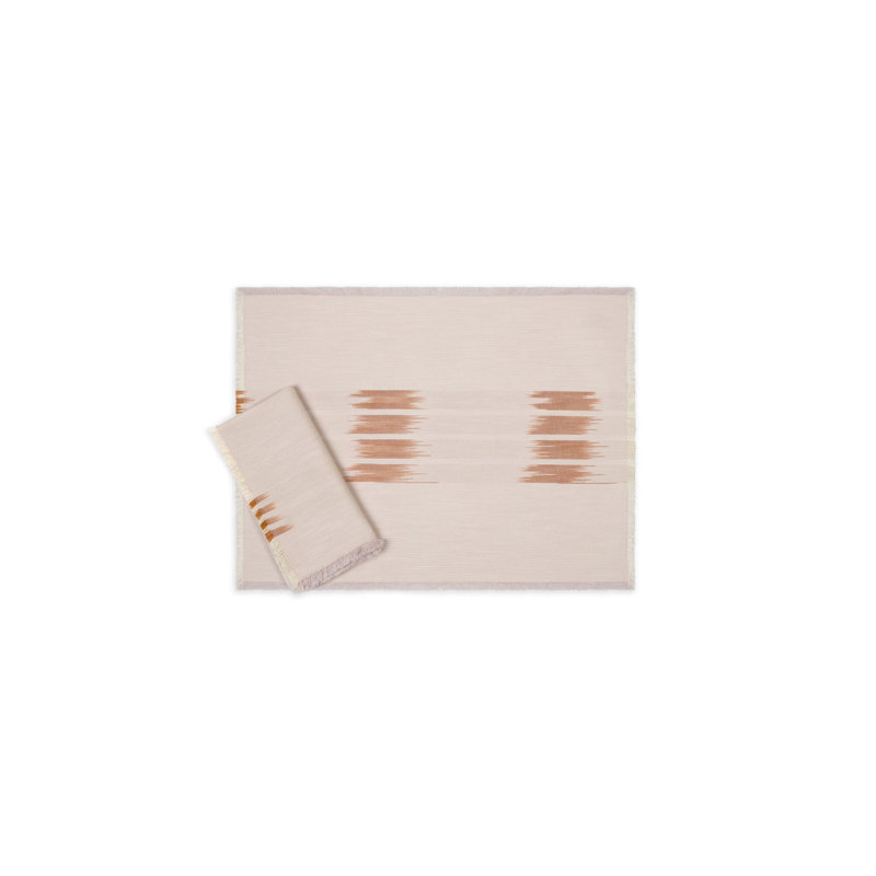 Peshtemal Ikat Cotton Fringe Placemats, Pink;Orange