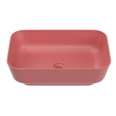 ELLAI Bathroom Vessel Sink Above Counter Ceramic Rectangular Sink Art Basin for Bathroom Matte Red