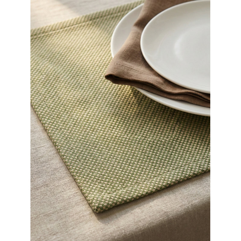 Navy Blue Horizon Weave Indoor Outdoor Placemat, Green