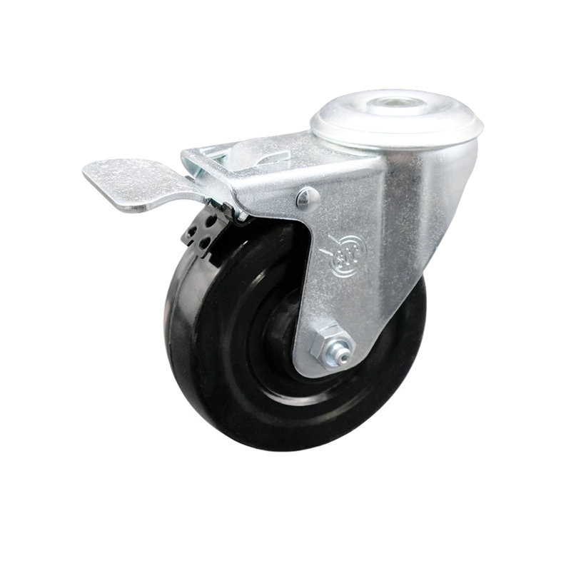 Hard Rubber Wheel Bolt Hole Caster with Total Lock Brake