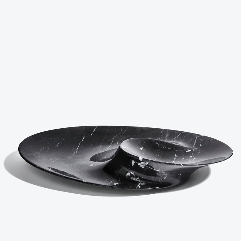 Swirl Bowl, Large, Grey, Black, 18.8"W x 12.2"D x 3.1"H