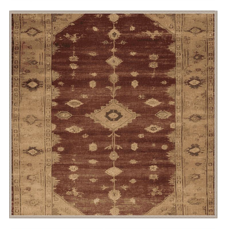 Machine Washable Overdyed Brown Area Rug, Square 7'